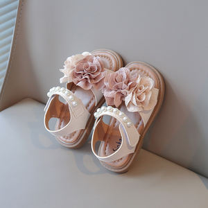 קיץ סנדלי ילדים אלגנטיים אלגנטיים ונוחים לילדות ללא החלקה רך עדין פרחי פנינה סנדלי נסיכות מתוקים לילדים - Product Image 4