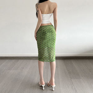 2026 Summer Fresh Dropped Comfortable Contrast Mesh <b>Patchwork</b> Knee-Length Casual <b>Skirt</b> - Product Image 3