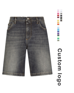 กางเกงยีนส์ซักสีฟ้าสำหรับผู้ชายพิมพ์โลโก้แบบวินเทจสไตล์วินเทจ - Product Image 1