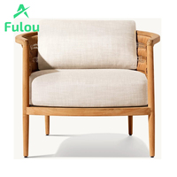 Fauteuil de salon moderne en bois massif pour intérieur/extérieur, chaise de jardin pour villa, cour et parc