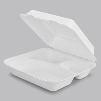 Vente en gros Nouveau Récipient alimentaire biodégradable à emporter jetable Bagasse Charnière Boîte à lunch Emballage de canne à sucre togo