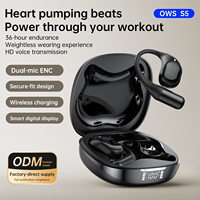 Écouteurs sans fil à oreille ouverte, écouteurs sportifs à crochet d'oreille, Bluetooth 5.3, suppression du bruit ENC, écouteurs stéréo HiFi sans fil