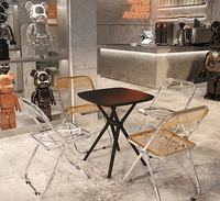 Table basse carrée en plastique moderne et simple pour la maison Table de jardin d'extérieur Table de salle à manger noire de chambre à coucher de restaurant vente en gros