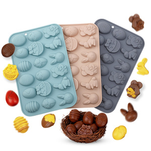 Moules en <span class=keywords><strong>silicone</strong></span> pour chocolat de Pâques, 18 cavités, motifs lapin et œuf, pour bonbons, gâteaux, gelées, glaçons, savons, résine - Product Image 1
