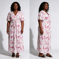 Nouvelle Robe Décontractée Ample Imprimée Style Rétro avec Taille Cintrée et Effet Drapé pour la Vente en Gros 6450