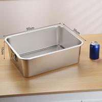 Baki Makanan Logam Persegi Panjang LIYUNDA 50*35cm, Berbagai Tinggi, Kualitas Bagus, Stainless Steel, Alas Datar, Dilengkapi Pegangan, 14L