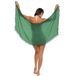 <span class=keywords><strong>Paréo</strong></span> de plage avec pampilles, Sarong d'été, couleurs unies, mode, <span class=keywords><strong>pas</strong></span> <span class=keywords><strong>cher</strong></span>, vente en gros, 2023 - Product Image 6