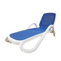 Chaise longue pliante vintage en tissu maillé pour extérieur, idéale pour la plage et la piscine, lit de soleil individuel pour une personne