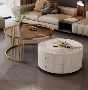 Nordic Minimalism Convertible Customizable Color Modern European Metal Coffee <b>Table</b> Set Big <b>Storage</b> for Living Room Hotel Use - Product Image 5