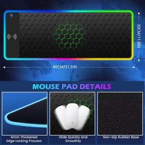 RGB Đệm Không Dây Sạc Chuột Pad Bề Mặt Cho Máy Tính Chơi Game Chuột Pad Gamer PC Phụ Kiện Chuột Chơi Game Pad Cho Văn Phòng - Product Image 5