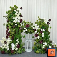 Arche de fleurs artificielles pour mariage, en soie, Anthurium, Hortensia, Orchidée, couleur Bourgogne, pour événements, fêtes, arrangements et décoration de toile de fond de mariage