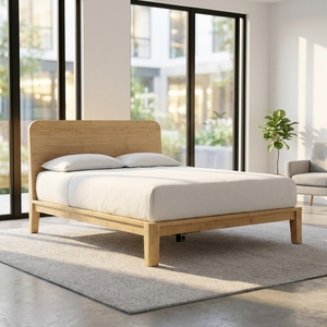 Moderno <span class=keywords><strong>Letto</strong></span> Matrimoniale in Bambù con Struttura Sostenibile in Legno Massello e Testiera - Product Image 2
