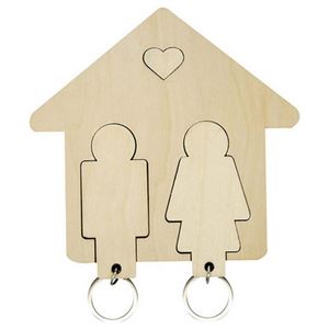 Support mural créatif en bois pour porte-clés de couple, pendentif mural, support DIY pour porte-clés de voiture, cadeau de fête d'anniversaire, bijou - Product Image 1