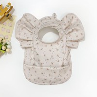 SZPAN Bavoirs pour bébé imperméables en polyester PU faciles à nettoyer avec volants Ailes d'ange Attrape Tablier à blouse pour tout-petits