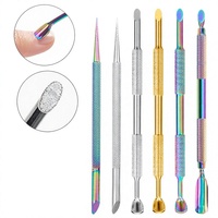 Pousse-cuticules en acier inoxydable pour soins des ongles, style russe, double tête, design fer à cheval, grand bord biseauté, prétraitement des cuticules