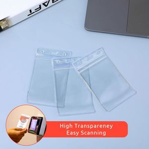 Porte-badges d'identification étanches personnalisés, porte-cartes d'identité en PVC transparent épais pour cadeaux d'affaires, porte-cartes de crédit refermable 2,55" x 4,52" - Product Image 6