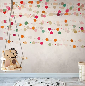 Photo <strong>Wallpaper</strong> Murals Dots Circles Beige <strong>Orange</strong> Non Woven Vinyl Graphic Wall Mural for Hotel - Product Image 2
