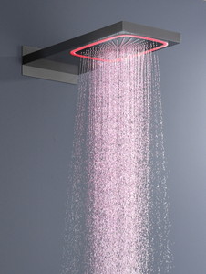 Brass 4 Function Constant Temperature Button Concealed Shower Set LED square Waterfall Rain Shower Top <b>Spray</b> - Product Image 6