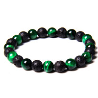 Bracelet en pierre de lave naturelle et œil de tigre, perles de 8 mm, élastique, diffuseur d'huiles essentielles, bijoux de guérison énergétique, vente en gros