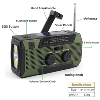 2000mAh Solar-Handkurbel-Notfallradio AM/FM Tragbarer Empfänger mit Eingebauter Taschenlampe SOS für Camping Wandern Zuhause