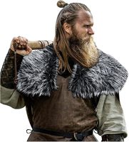 Échantillon de col en fausse fourrure Viking pour homme, accessoire de costume médiéval avec écharpe, cape et épaulettes en fausse fourrure