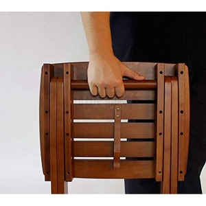 Tabouret de salle de bain pliable en bois Mingjiang, marron, pour hôtel et usage domestique, antidérapant, pour la douche et le changement de chaussures - Product Image 4