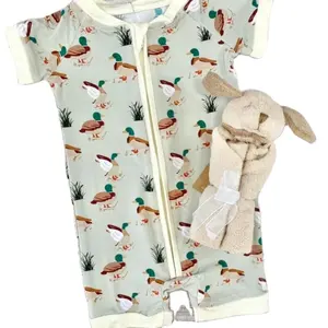 2024 Pre-sale custom baby onesie baby boy mallard print short-sleeved onesie baby boy summer onesie