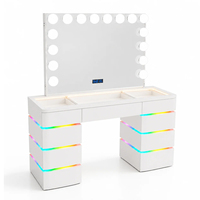 Table de maquillage intelligente à LED RGB avec plateau en verre, vente en gros, table de maquillage futuriste pour les distributeurs, usine OEM ODM