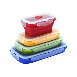 BPA Free Anti-Leak Silicone Collapsible Bento Lch <b>Boxes</b> Eco-Friendly Grade <b>Container</b> for Portable Food Storage - Product Image 1