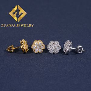 מניות מחסן usa משלוח חם מכירה חמה פרח עיצוב עגיל העגיל 925 סטרלינג כסף סטרלינג vvs <span class=keywords><strong>moissanite</strong></span> - Product Image 2