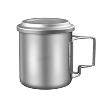 Tasse en alliage de titane pur Poignée pliable anti-brûlure Portable tasse de camping en plein air tasse en titane de qualité alimentaire santé