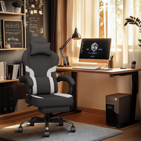 Chaises de jeu avec repose-pieds et support lombaire de massage Chaise de jeu ergonomique pivotante et à dossier haut Chaise inclinable pour bureau de jeu