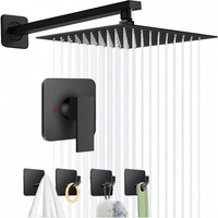 Ensemble de douche mural dissimulé de style américain, électroplaqué, à économie d'eau et pressurisé, avec jets pluie et massage, pour le commerce extérieur