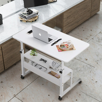 Escritorio de Computadora Ajustable en Altura para Estudiantes, Color Blanco, Superficie de Madera, Moderno, Económico, con Ruedas, Soporte para Laptop en Venta
