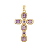 Nouveau Collier Croix Incrusté de Zircons Multicolores, Pendentif Multicolore Personnalisé Chaîne Clavicule Bijoux Vente en Gros
