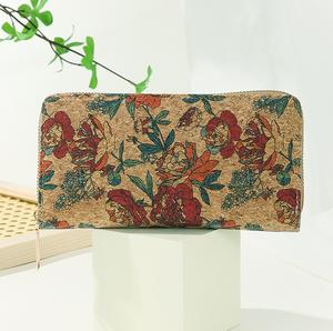 Portefeuille long multifonctionnel pour femme, style ethnique, avec fermeture éclair, rétro, <span class=keywords><strong>portable</strong></span>, en liège, avec <span class=keywords><strong>porte</strong></span>-cartes, RFID, pour téléphone, argent <span class=keywords><strong>et</strong></span> pièces de <span class=keywords><strong>monnaie</strong></span> - Product Image 4