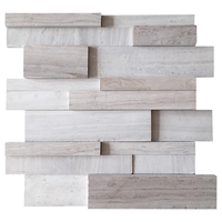 Carrelage mural gris en mosaïque de marbre 3D personnalisé, revêtement mural irrégulier pour cuisine, crédence et villa