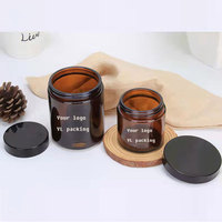 Nouveaux pots cosmétiques et à bougies en verre ambré transparent de forme ronde, avec des tailles personnalisables et des couvercles à vis en aluminium argenté/doré/noir