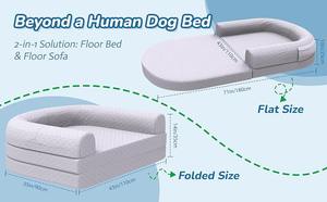 เตียงสัตว์เลี้ยงพับได้แบบกำหนดเอง เตียงสุนัขและแมวแบบพับได้ พร้อมเมมโมรี่โฟมเพื่อสุขภาพ ปลอกหุ้มถอดซักได้ รับผลิตแบบ OEM ODM - Product Image 4