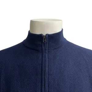 Hombres ropa moda punto cardigan suéter tricolor sésamo inferior jacquard