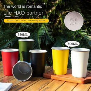 Tasse à café et à bière en acier inoxydable 304, simple paroi, logo imprimé, empilable, design moderne et épuré, pour usage extérieur et en voyage - Product Image 1