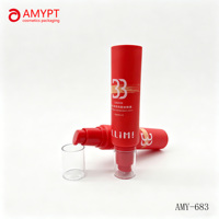 Tube cosmétique rouge en PE de 30 à 100 ml avec pompe à vide, tube d'extrusion pour fond de teint, émulsion liquide, crème, emballage avec bouchon à pression