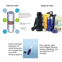 Bouteille Ioniseur d'Eau Alcaline Professionnelle YenvQee à Technologie Nano, Réglage du pH 7.45-9.0, Capacité 380ml, pour Usage Domestique et Extérieur (6-12 mois)