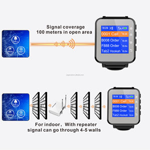 <strong>Wireless</strong> Call Bell Waiter <strong>Calling</strong> <strong>System</strong> with Wrist Watch and <strong>Customized</strong> Touched Button Available in Different Languages - Product Image 6