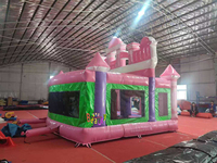 Château Gonflable Princesse Rose Combo Aire de Jeux Gonflable Maison de Rebond Sauterelle Certifiée CE Légère