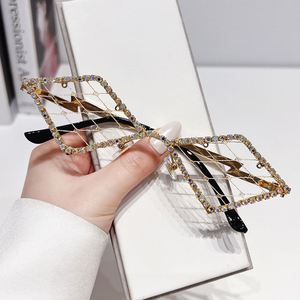 Gafas de Malla con Montura de Aleación y Diamantes Incrustados sin Lentes para Mujer, Lujo 2025, Venta al por Mayor - Product Image 5