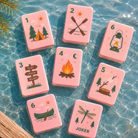 Jeu de Mahjong flottant bleu clair portable en EVA pour piscine, plage, resort, jeux nautiques unisexes, tuiles de jeu aquatiques