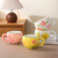 Tasse à café et gobelet en céramique peints à la main de style coréen Chaozhou - Design adorable pour les cadeaux d'anniversaire ou de fête