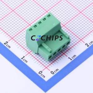 DB2EK-2.54-5P-GN-S Plug-in Terminal Block P=2.54mm Connector Male Plug 1x5P 2.54mm Green - Product Image 2