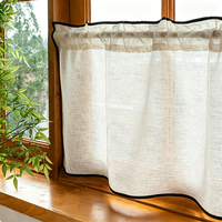 Rideaux de porte transparents modernes filtrant la lumière avec bordure noire pour salon et chambre à coucher